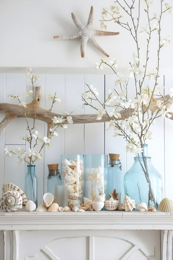 ของแต่งบ้านแนวทะเล: Shell, Driftwood, Ocean Blue